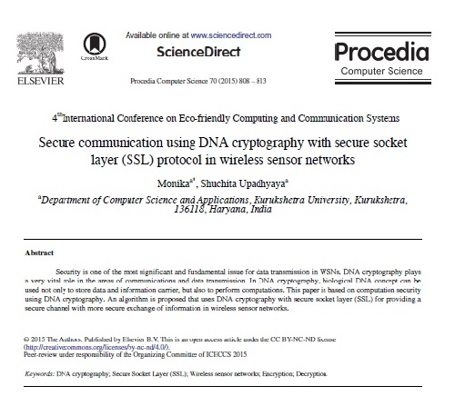 ترجمه مقاله مخابرات امن با استفاده از رمزنگاری DNA پروتکل لایه سوکت امن در شبکه‌های حسگر بیسیم