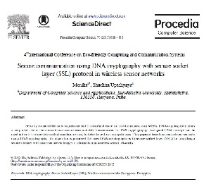 ترجمه مقاله مخابرات امن با استفاده از رمزنگاری DNA پروتکل لایه سوکت امن در شبکه‌های حسگر بیسیم